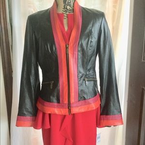 Metrostyle Petite Genuine Leather Jacket Size 6